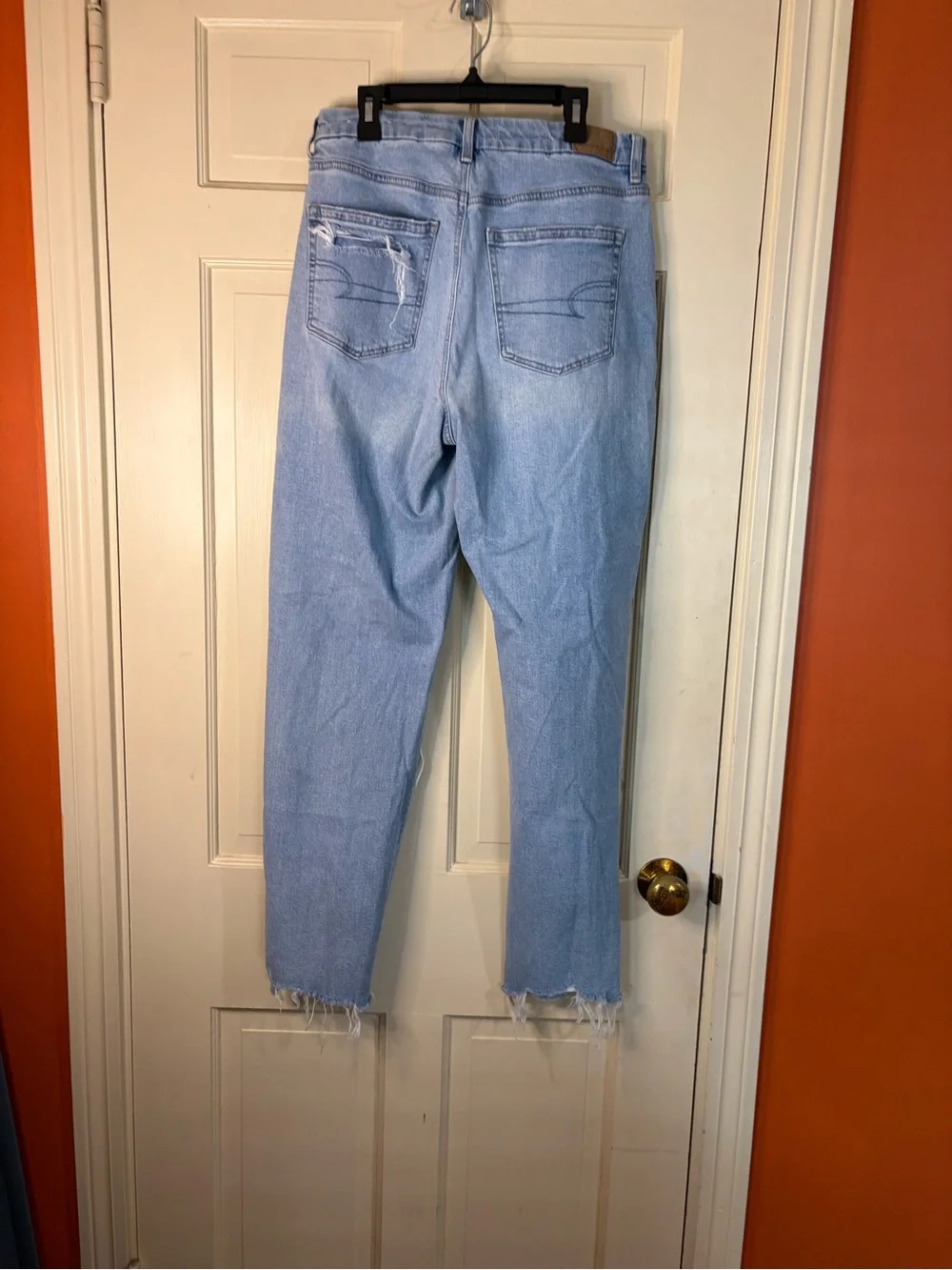 American Eagle Jeans Womens 10 Long Blue Denim Curvy Mom Jean Strigid High Rise